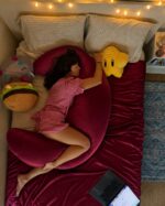 Moon Pillow With Free  Maroon Colour  কাভার