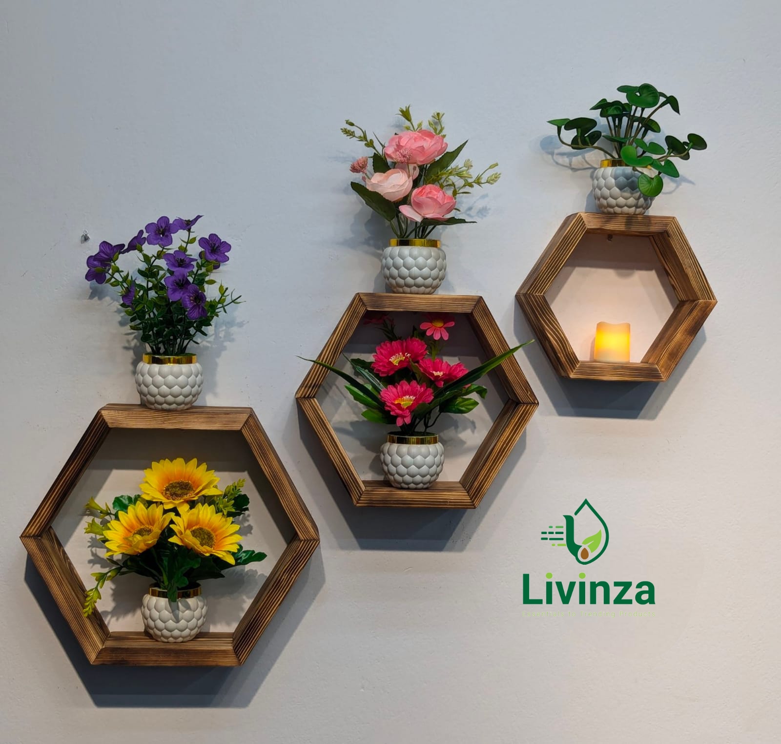 Hexagon Room Square Wall Shelf Combo for home wall decoration Hexagon Room Square Wall Shelf Combo for home wall decoration