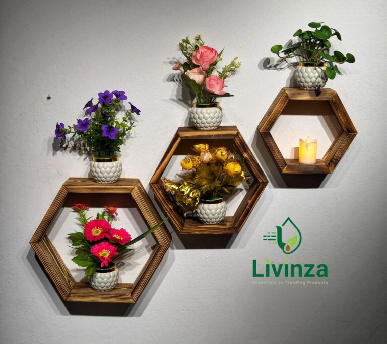 Hexagon + Room + Square Wall Shelf Combo | Stylish Wall Decor