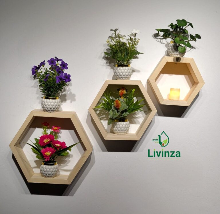 Hexagon + Room + Square Wall Shelf Combo | Stylish Wall Decor