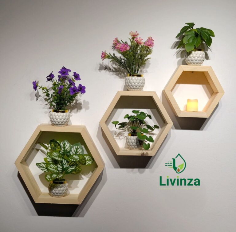 Hexagon + Room + Square Wall Shelf Combo | Stylish Wall Decor